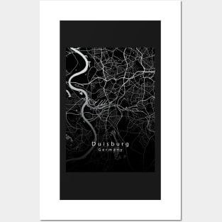 Duisburg Germany City Map dark Posters and Art